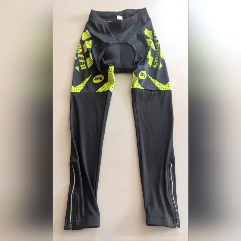 Sponeed Men's Black Neon 4D Padded Cycling Tights Pants Bike Wear. Size Small